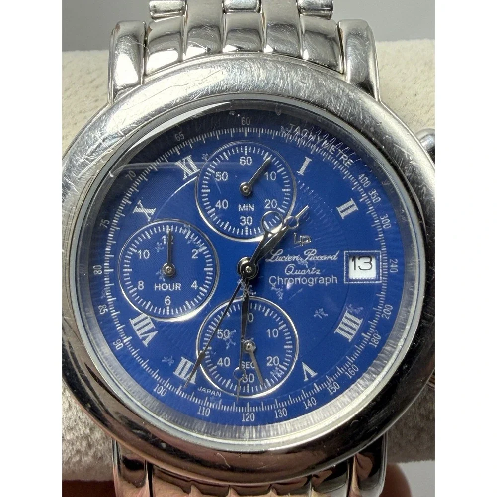Lucien Piccard 26499BL New Battery‎ Mens Chronograph Watch 38MM 8